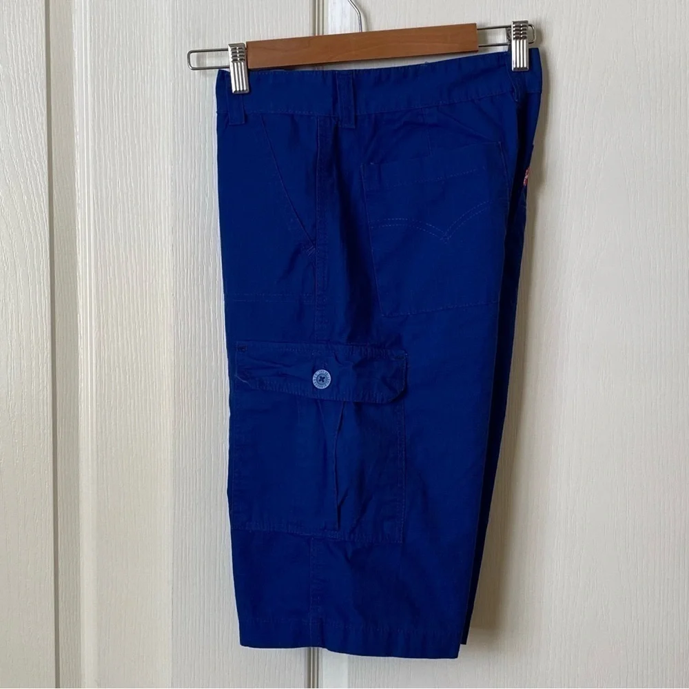 Levi's Boys Blue Ripstop Long Cargo Shorts Relaxed Fit Size 20 Regular